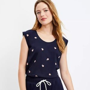 NWT Lou & Grey Floral Embroidered Softserve Muscle Tank Top